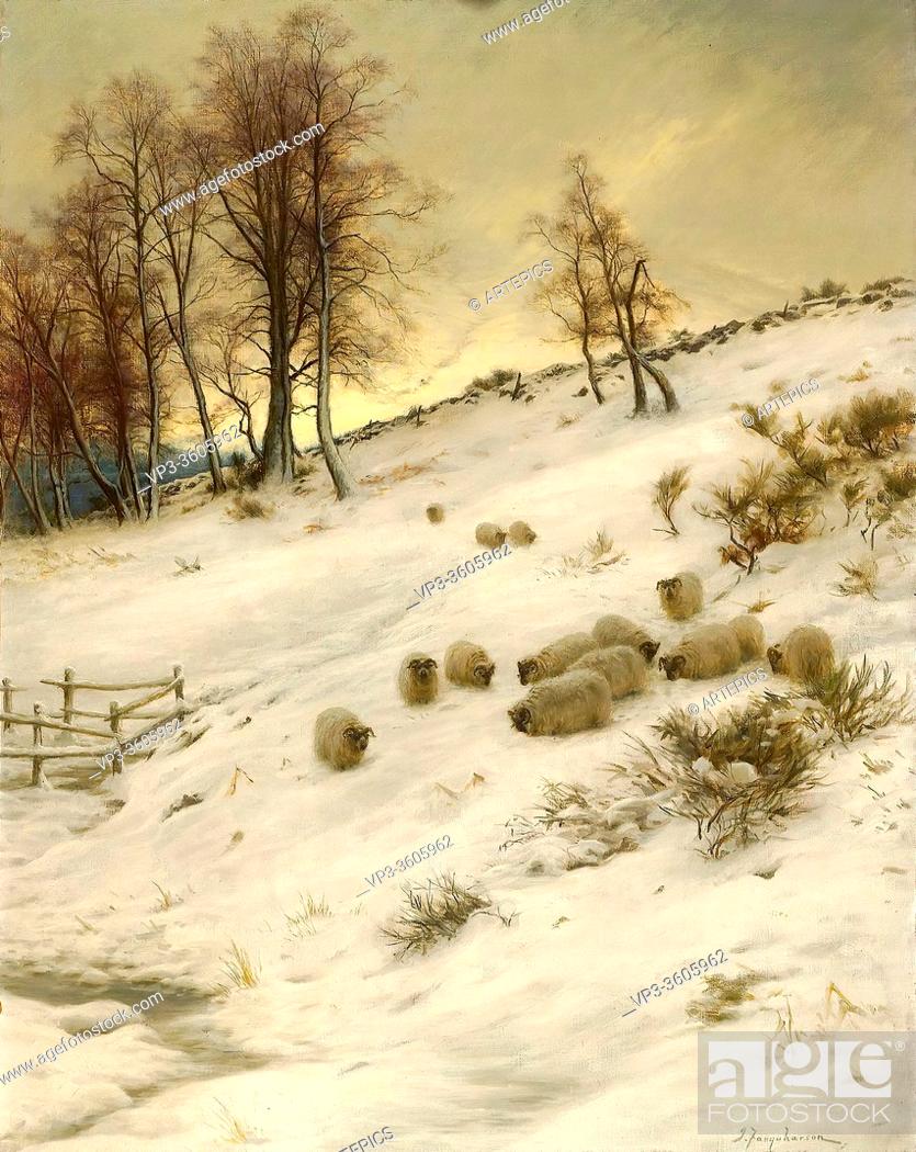 Stock Photo: Farquharson Joseph - Sheep in a Winter Landscape - British School - 19th Century.