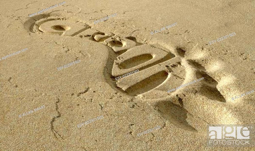 Stock Photo: Carbon Footprint In The Sand.