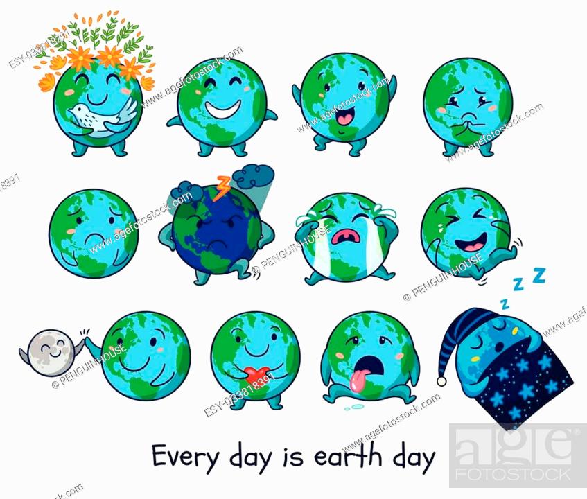 Every day is Earth Day. Earth planet globe with emotions on isolated white  background, Stock Vector, Vector And Low Budget Royalty Free Image. Pic.  ESY-033818391 | agefotostock