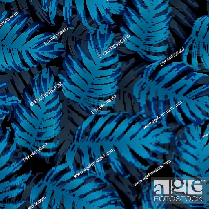 Palm Monstera Seamless Pattern. Blue Black Tropical Summer Background,  Stock Vector, Vector And Low Budget Royalty Free Image. Pic. ESY-046108467  | agefotostock