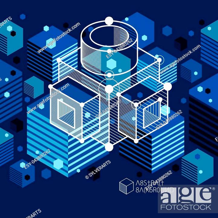 Abstract creative geometric art with a variety of geometric elements dark  blue background, Stock Vector, Vector And Low Budget Royalty Free Image.  Pic. ESY-043880262 | agefotostock