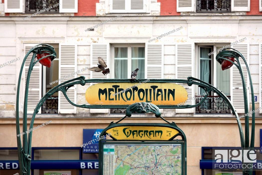 France, ile de france, paris, 17e arrondissement, metro, station wagram,  Hector Guimard, Stock Photo, Picture And Rights Managed Image. Pic.  POH-GTT12A02_161 | agefotostock