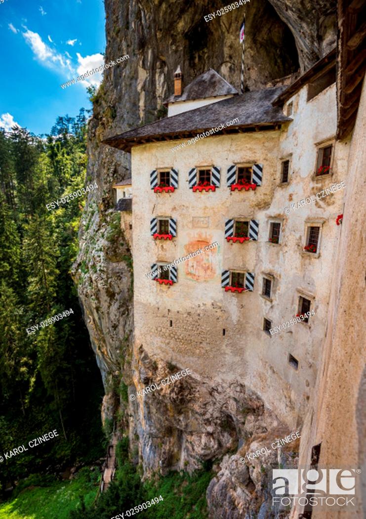 Photo de stock: Detail of Renaissance Castle Built Inside Rocky Mountain in Predjama, Slovenia. Famous Tourist Place in Europe. Castle Window View.