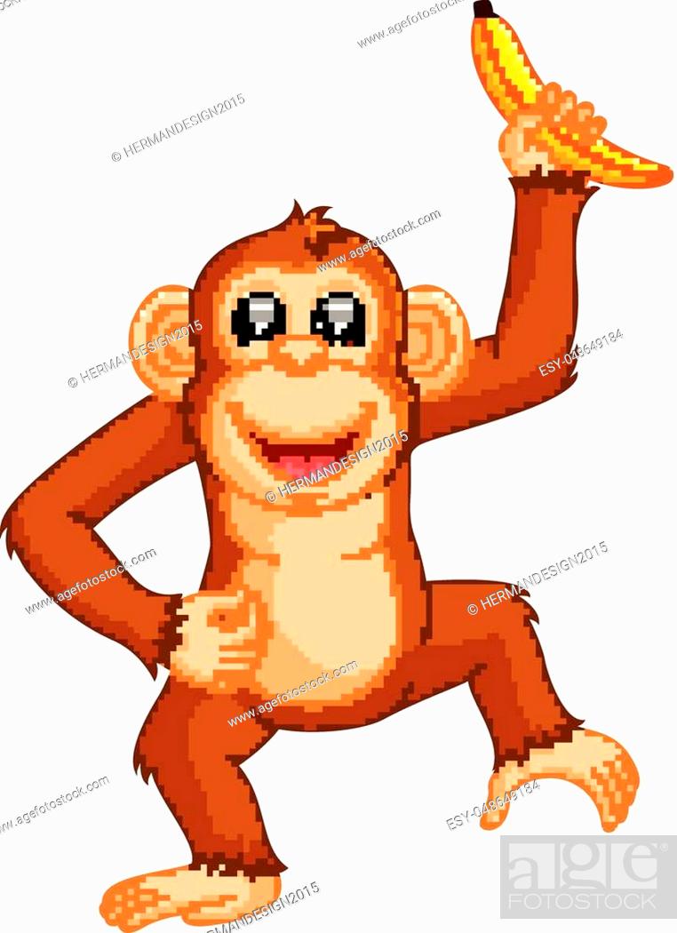 illustration of Cute monkey cartoon eating banana, Stock Vector, Vector And  Low Budget Royalty Free Image. Pic. ESY-048649184 | agefotostock