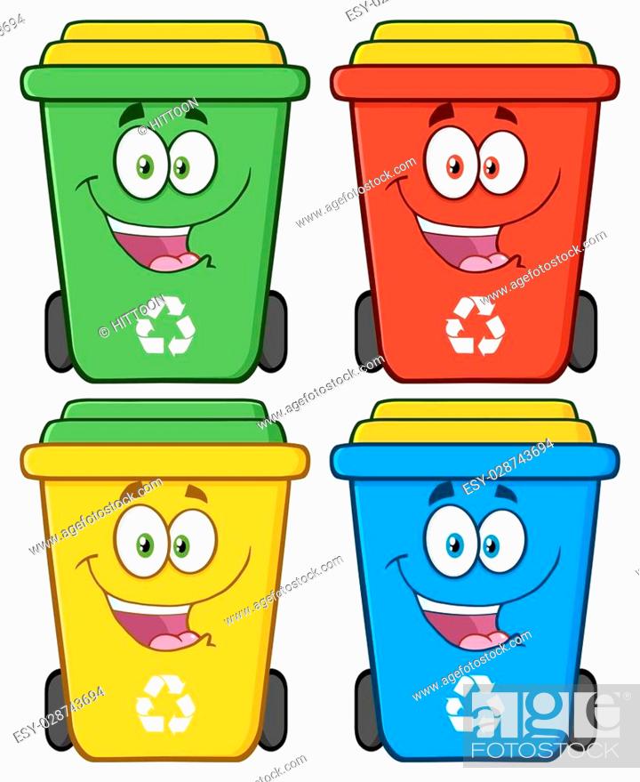 Happy Recycle Bin Cartoon Characters. Set Collection, Stock Vector, Vector  And Low Budget Royalty Free Image. Pic. ESY-028743694 | agefotostock