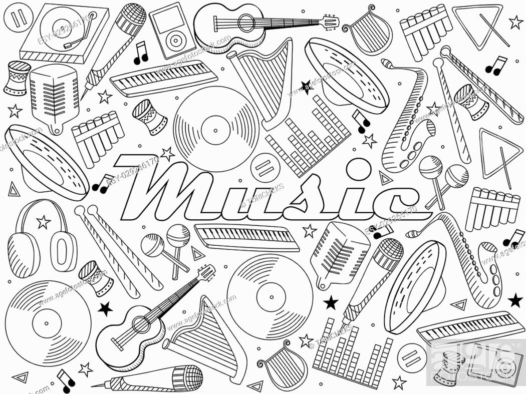 Vector line art Doodle set of cartoon characters and objects music  instruments, Stock Vector, Vector And Low Budget Royalty Free Image. Pic.  ESY-029266170 | agefotostock