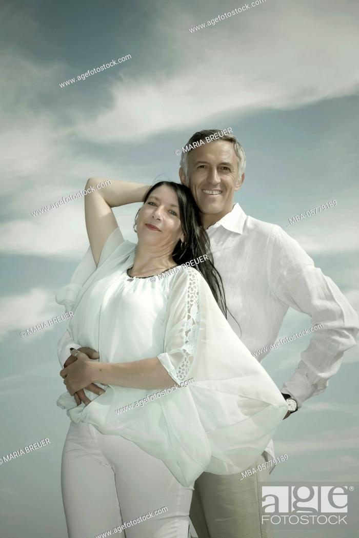 Stock Photo: Couple of middle age, summer, outside.