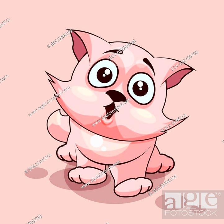 Vector Stock Illustration isolated Emoji character cartoon cat surprised  with big eyes sticker..., Stock Vector, Vector And Low Budget Royalty Free  Image. Pic. ESY-032700700 | agefotostock