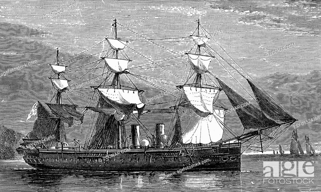 Stock Photo: Life on board. A warship, vintage engraved illustration. Journal des Voyages, Travel Journal, (1879-80).