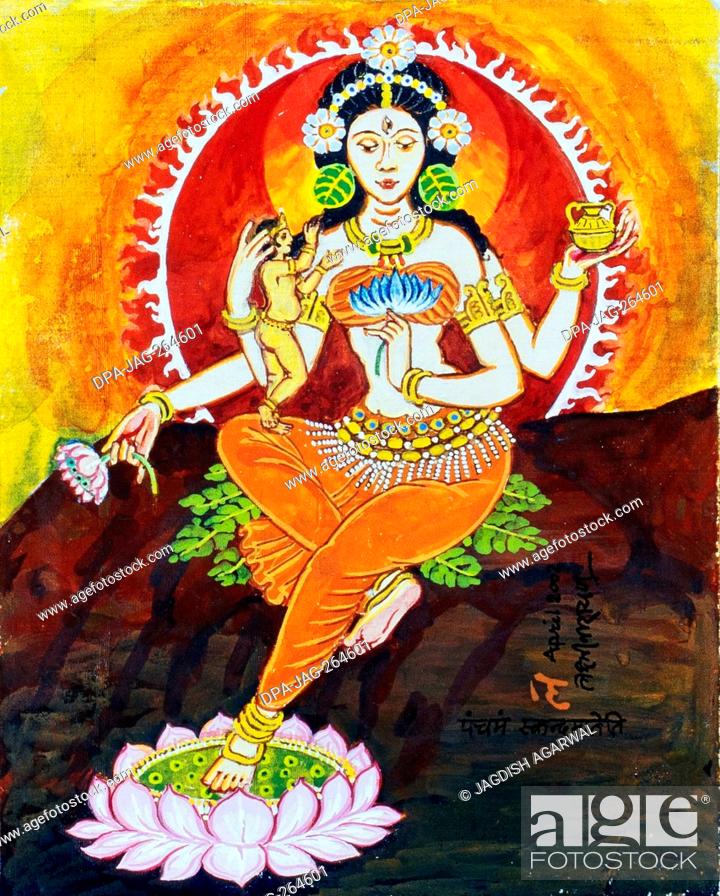 Painting of Hindu goddess by Dr. Laxmi Narayan Pachori, India, Asia, Stock  Photo, Picture And Rights Managed Image. Pic. DPA-JAG-264601 | agefotostock
