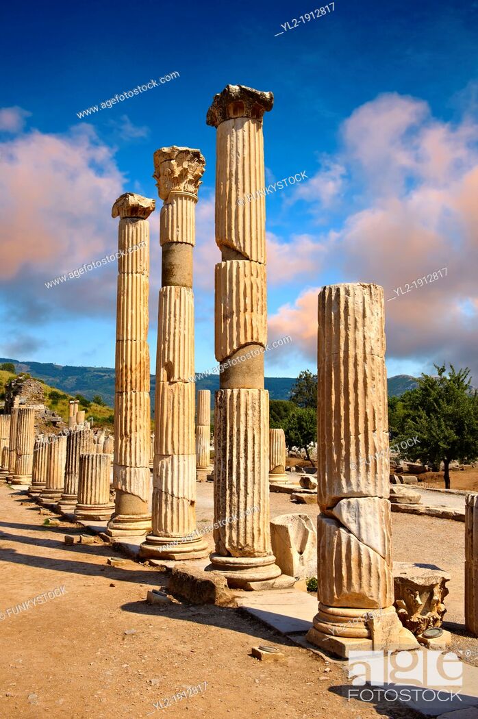 Stock Photo: Pillars of The Basilica, 1st Century A D  Ephesus Archaeological Site, Anatolia, Turkey.