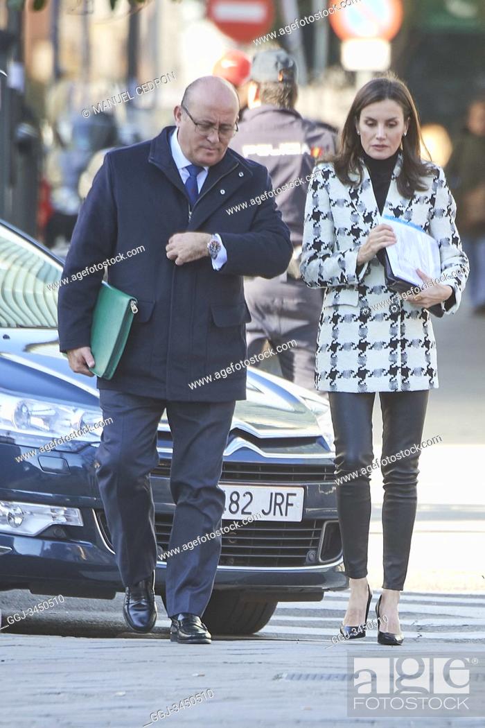 Stock Photo: Queen Letizia of Spain attends a Meeting with the Board of Directors of FEDER at Feder offices on January 9, 2020 in Madrid, Spain.