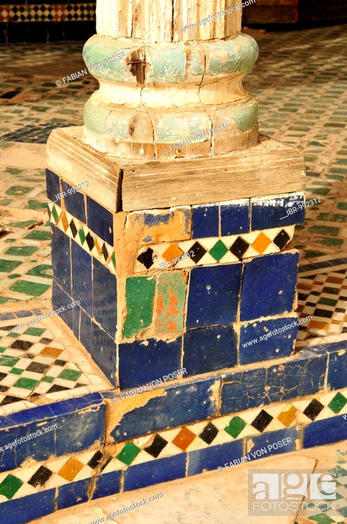 Stock Photo: Detail of the Bahia Palace, Marrakesh, Morocco, Africa.