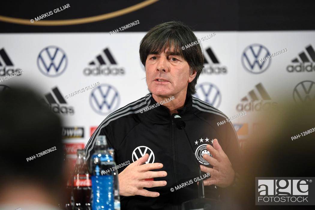 Stock Photo: Coach coach Joachim Jogi Loew (Germany) considered. GES / Fussball / EM Qualification: Press conference of the German national team in Frankfurt, 18.