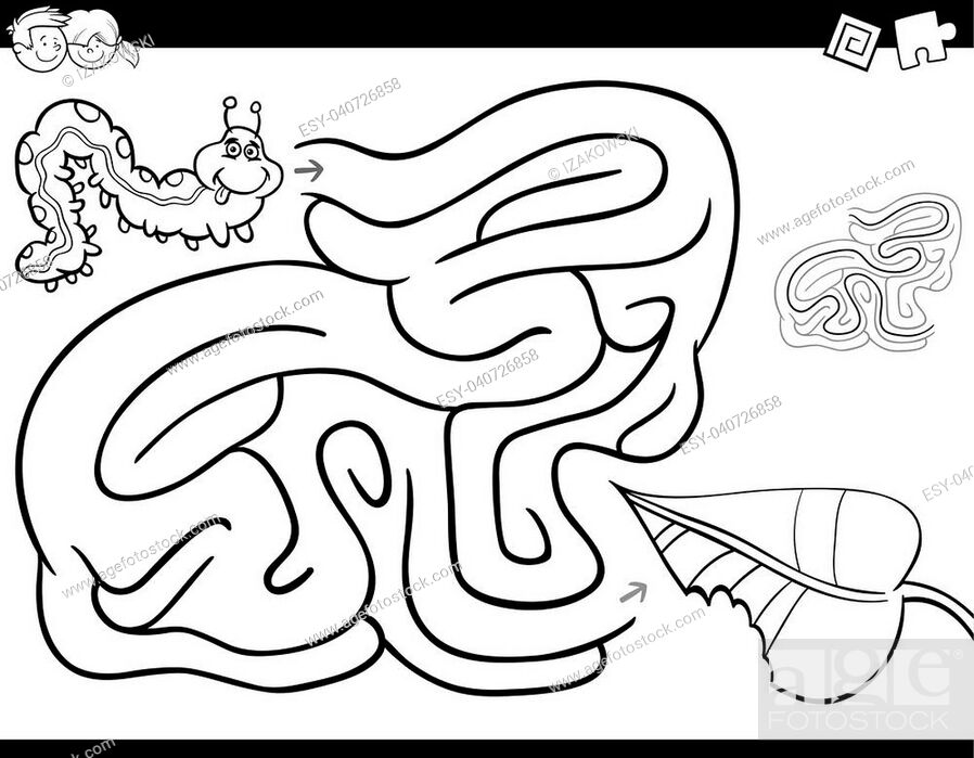 Black and White Cartoon Illustration of Education Maze or Labyrinth  Activity Game for Children with..., Stock Vector, Vector And Low Budget  Royalty Free Image. Pic. ESY-040726858 | agefotostock