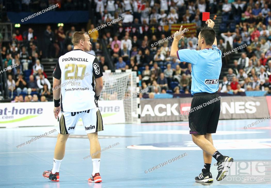 Kiel's Christian Zeitz (L) leaves the pitch after red card during the handball Champions Stock Photo, Picture And Rights Managed Image. Pic. PAH-43010325 | agefotostock