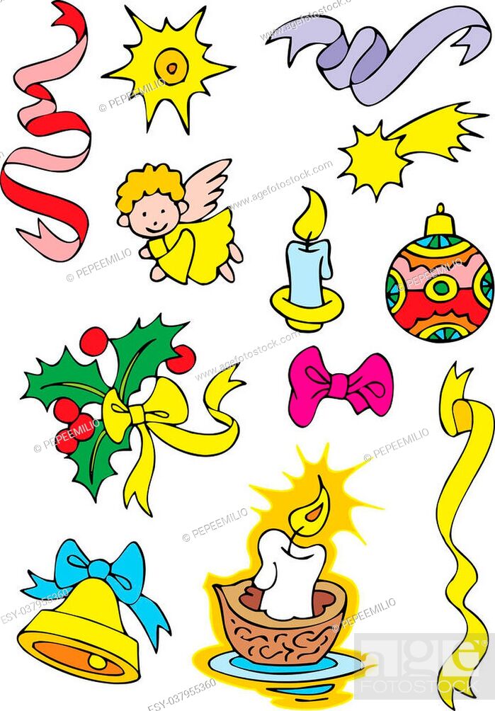 Vector: nice xmas collection isolated on white background.