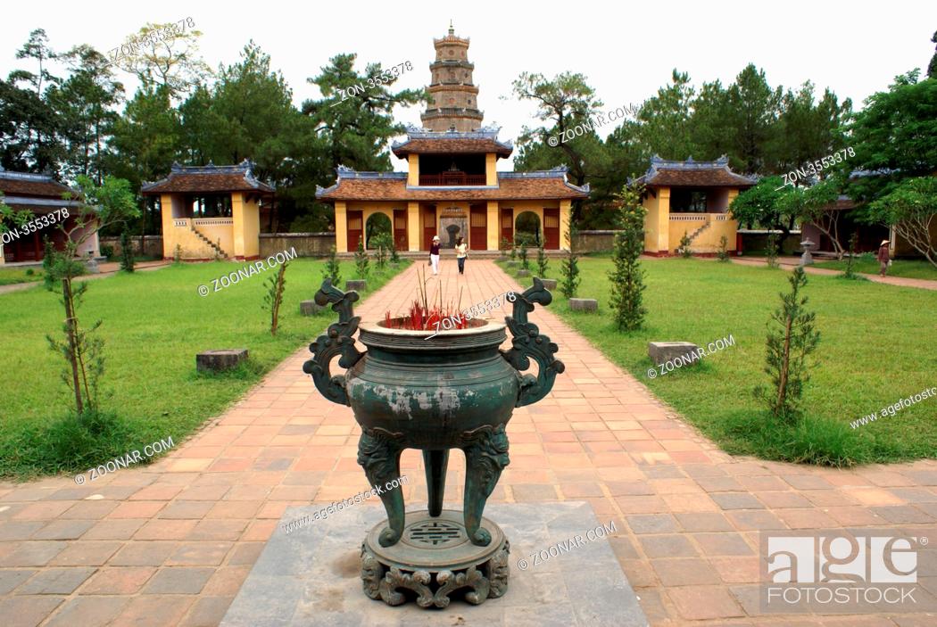 Stock Photo: Inner yard of pagoda Thien Mu in Hue, central Vietnam.