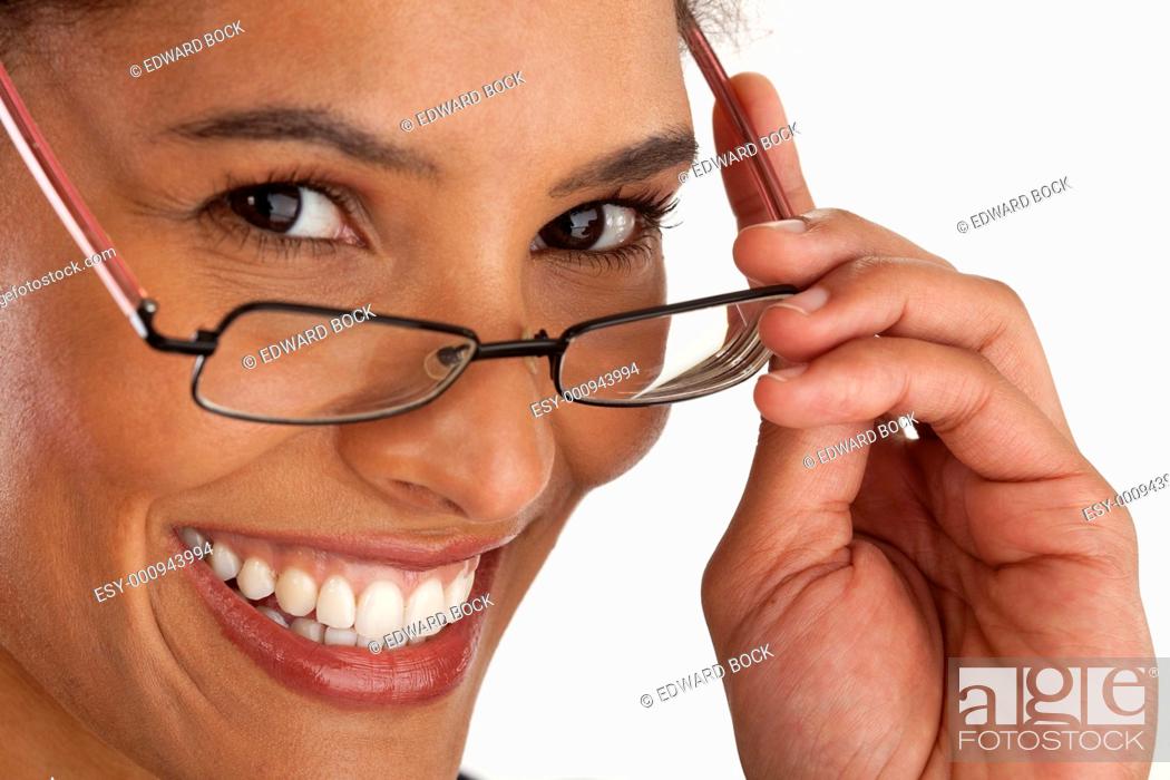 Stock Photo: Young Woman Wearing Glasses.