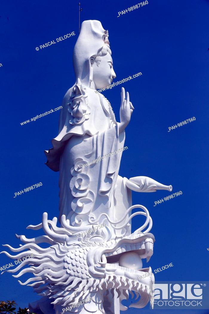 Stock Photo: Chua Thien Lam Go buddhist pagoda. Quan Am bodhisattva of compassion or goddess of Mercy. Statue. Thay Ninh. Vietnam. | usage worldwide.