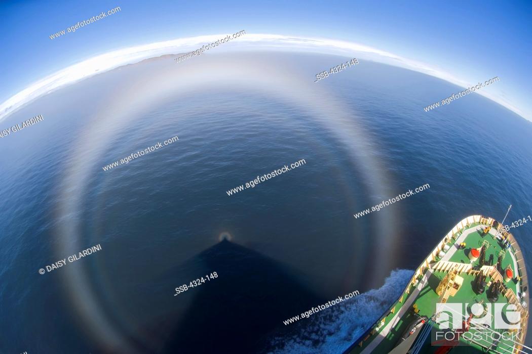Stock Photo: Fogbow Over Icebreaker.