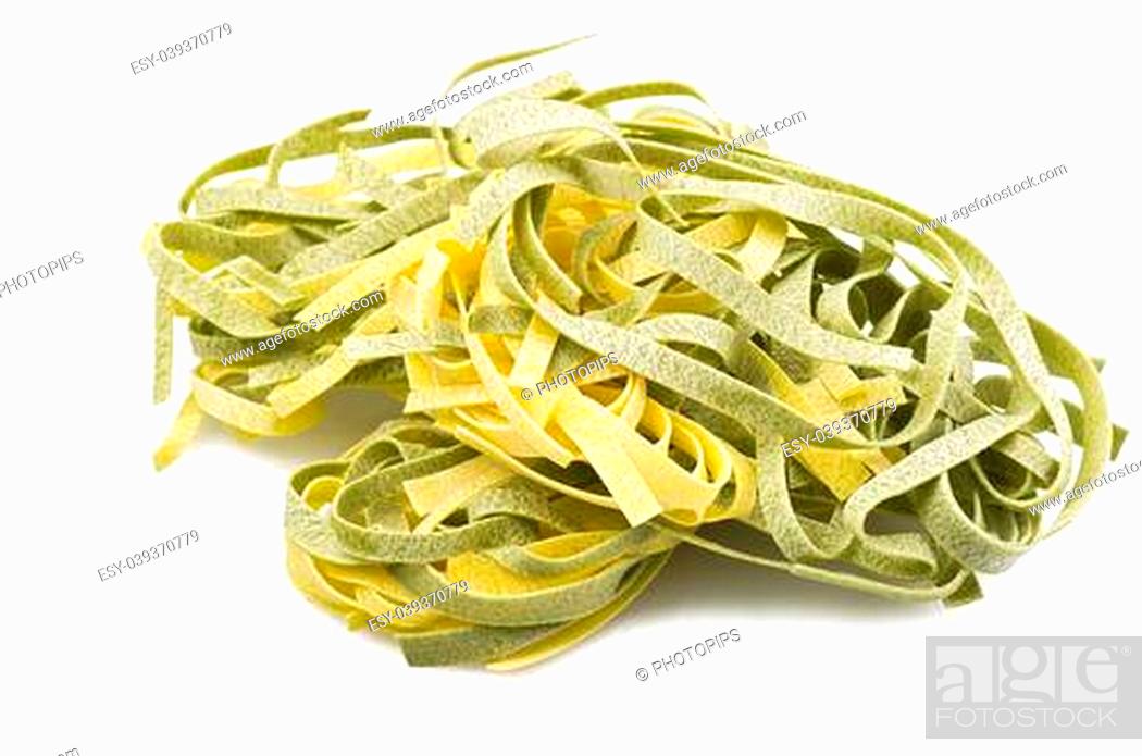 Stock Photo: Tagliatelle paglia e fieno homemade tipycal italian pasta.