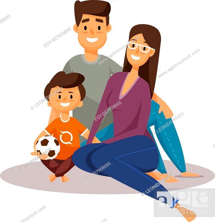 Happy family. Cartoon characters. Father, mother and son with football  ball, Stock Vector, Vector And Low Budget Royalty Free Image. Pic.  ESY-057959095 | agefotostock