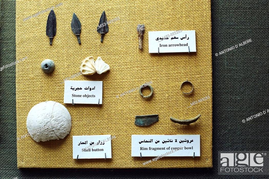 Stock Photo: ancient artifacts. National Museum of Ras al-Khaimah. Ras al-khaimah emirate. united arab emirates. middle east.