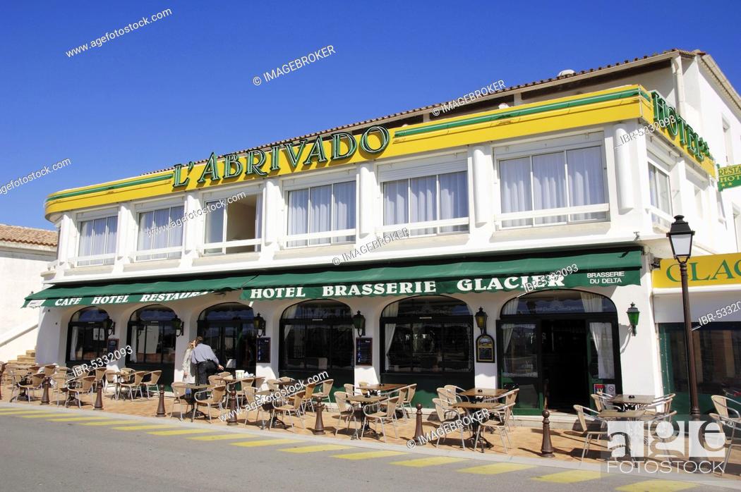 Stock Photo: Restaurant 'L'Abrivado', Les Saintes-Maries-de-la-Mer, Camargue, Bouches-du-Rhone, Provence-Alpes-Cote d'Azur, South of France.
