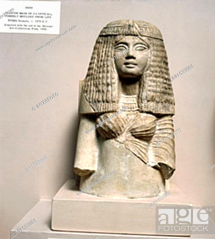 fine arts, ancient world, Egypt, New Kingdom, sculpture, female servant,  fan carrier, limestone, Stock Photo, Picture And Rights Managed Image. Pic.  INH-533985 | agefotostock