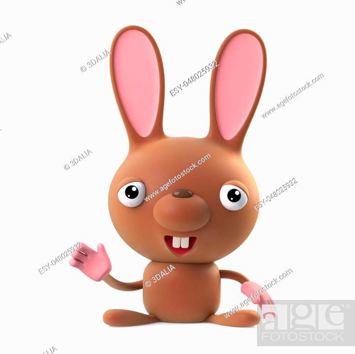 3d render of a cute cartoon Easter bunny rabbit character waving a happy  hello, Stock Photo, Picture And Low Budget Royalty Free Image. Pic.  ESY-048025932 | agefotostock