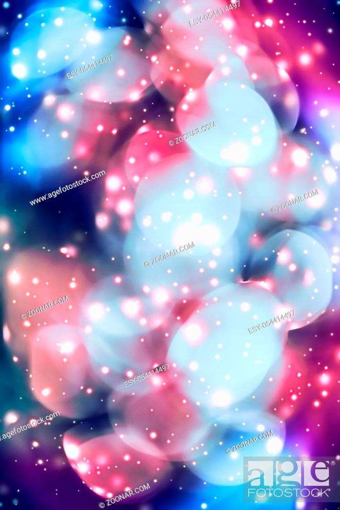 Stock Photo: Sparkling bokeh, overlay design and cosmos texture concept - Abstract cosmic starry sky lights and shiny glitter, luxury holiday background.