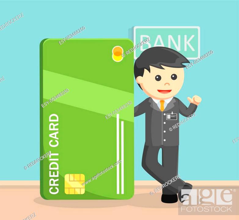 bank teller standing beside giant credit card, Stock Vector, Vector And Low  Budget Royalty Free Image. Pic. ESY-053488250 | agefotostock