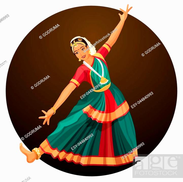 Solo dance performed by girl in silk dress with hindi accessories, Stock  Vector, Vector And Low Budget Royalty Free Image. Pic. ESY-044840993 |  agefotostock