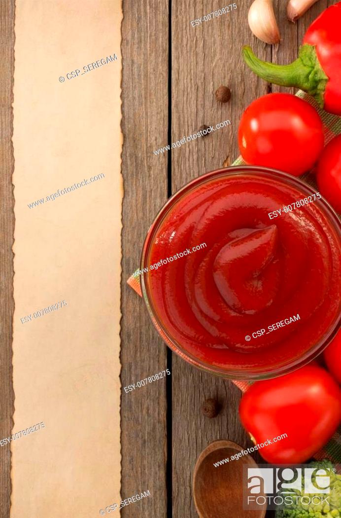 Stock Photo: tomato sauce in bowl on white.