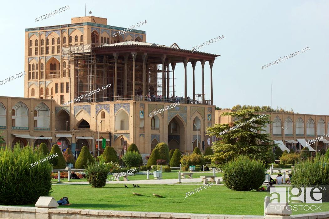 Stock Photo: ISFAHAN, IRAN - OCTOBER 10, 2016: Ali Qapu Palace on Meydan-e Imam on October 10, 2016 in Isfahan, Iran.