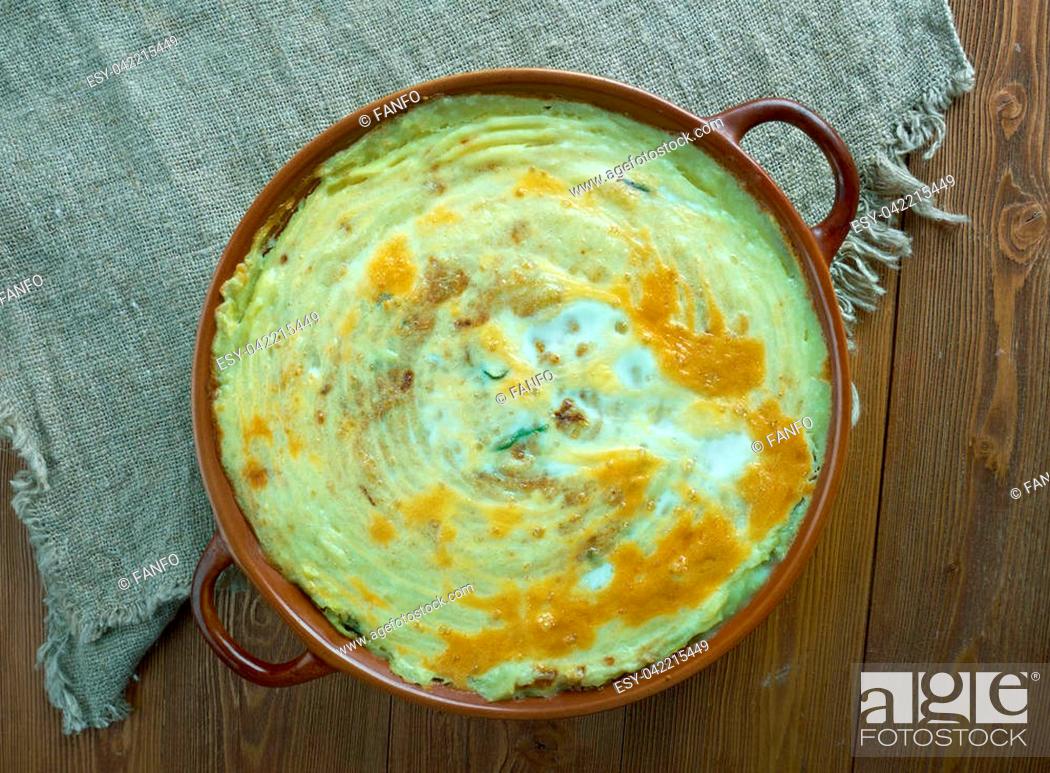 Stock Photo: gulbishnik- Belarusian dairy potato casserole.
