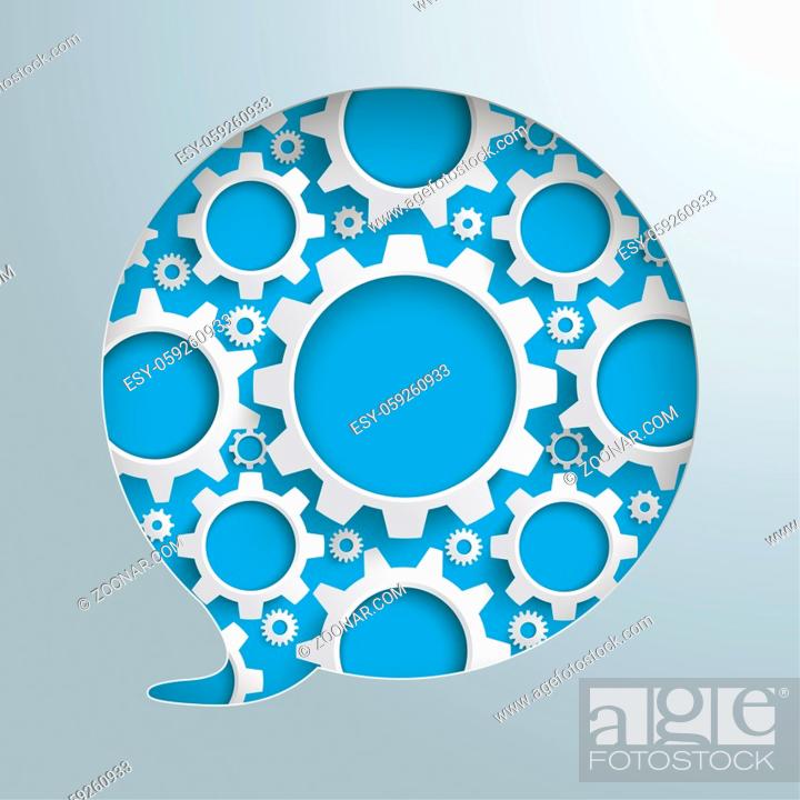 Stock Photo: Speech bubble hole with gears on the gray background. Eps 10 vector file.