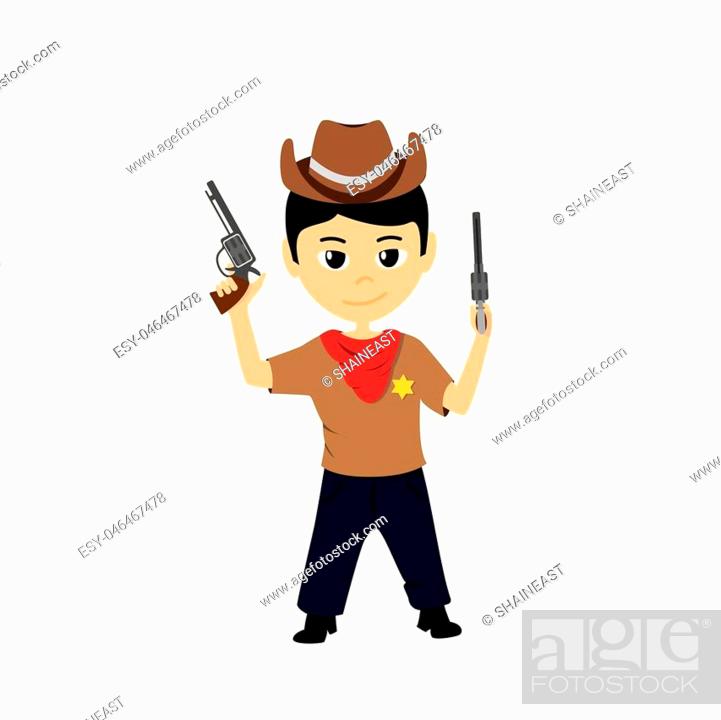 Kids play. Cartoon illustration of a little cowboy, Stock Vector, Vector  And Low Budget Royalty Free Image. Pic. ESY-046467478 | agefotostock
