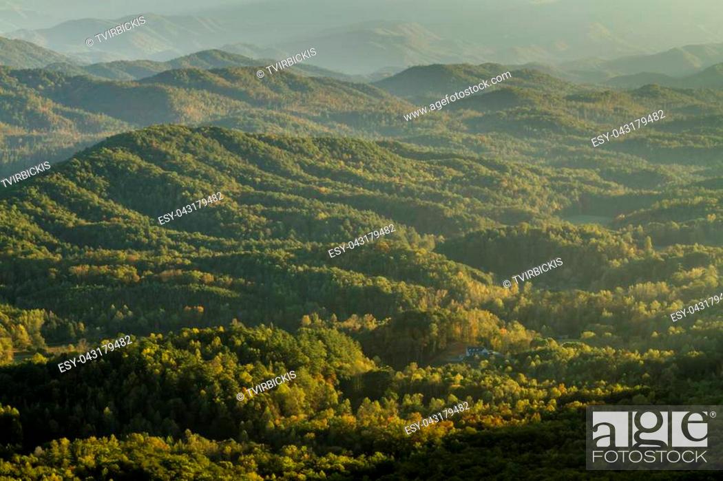 Stock Photo: Mountain layers and haze in Great Smoky Mountains National Park.