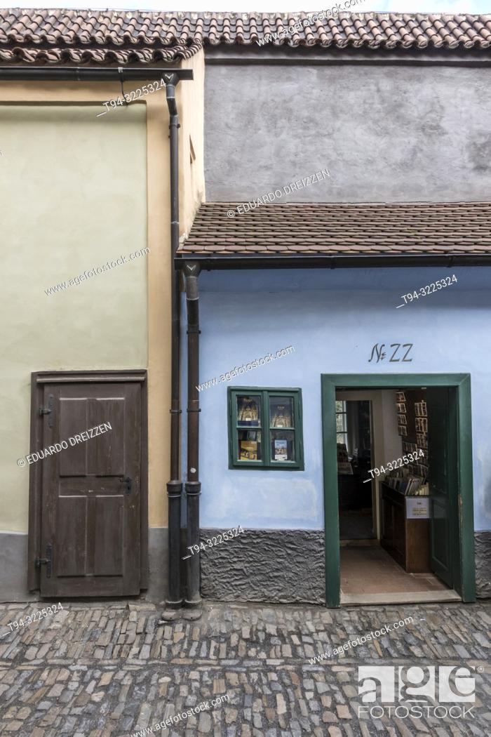 Stock Photo: The house where Franz Kafka lived, Golden Lane, Prague Castle. Czech Republic.