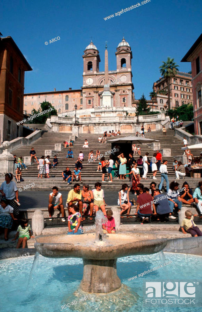 Stock Photo: Spanish Steps and church Trinita dei Monti Rome Italy.