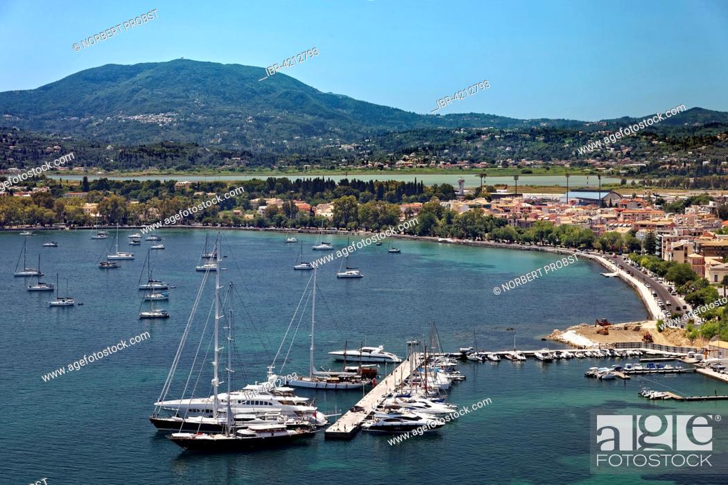 Stock Photo: Marina with yachts, Corfu, Kerkyra, Unesco World Heritage Site, the island of Corfu, Ionian Islands, Greece.