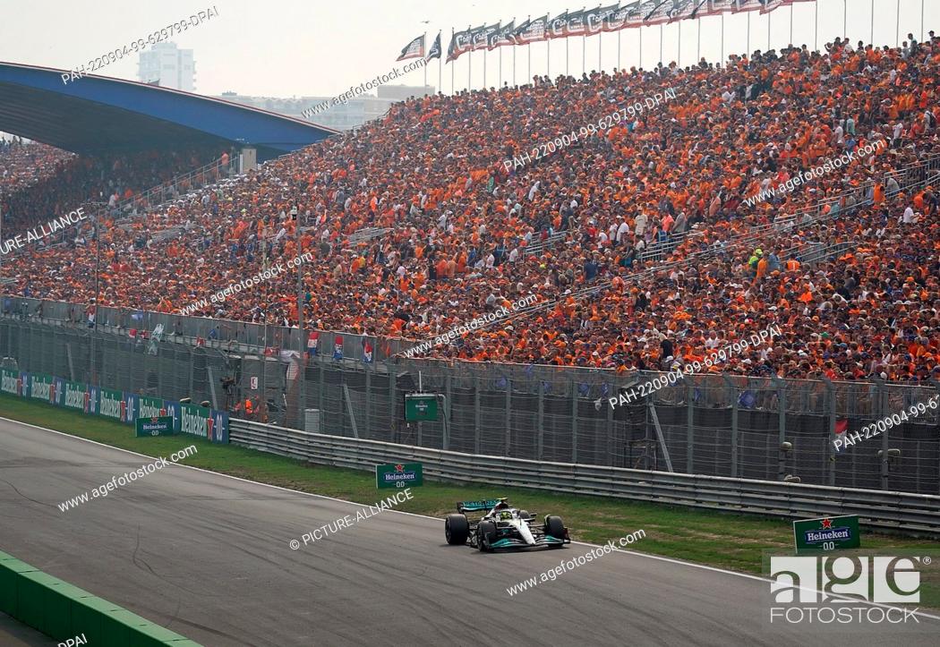 Stock Photo: 04 September 2022, Netherlands, Zandvoort: Motorsport: Formula 1 World Championship, Dutch Grand Prix, Race: Lewis Hamilton from Great Britain of Team Mercedes.