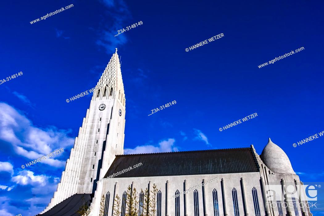 Hallgrímskirkja, church of Hallgrímur, designed by architect Guðjón  Samúelsson, Reykjavik, Iceland, Stock Photo, Picture And Rights Managed  Image. Pic. Z3A-3148149 | agefotostock