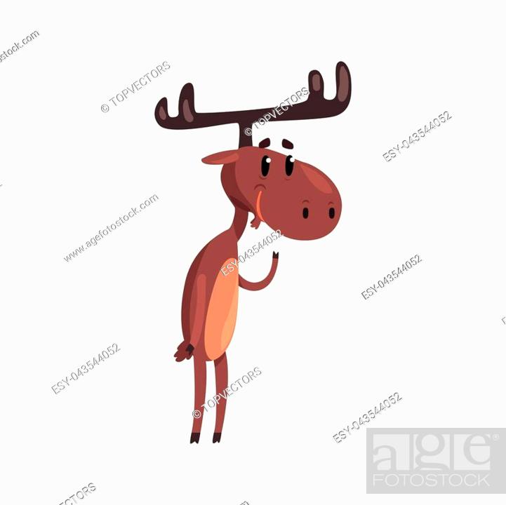 Cute funny deer cartoon character with antlers standing on two legs vector  Illustration isolated on..., Stock Vector, Vector And Low Budget Royalty  Free Image. Pic. ESY-043544052 | agefotostock