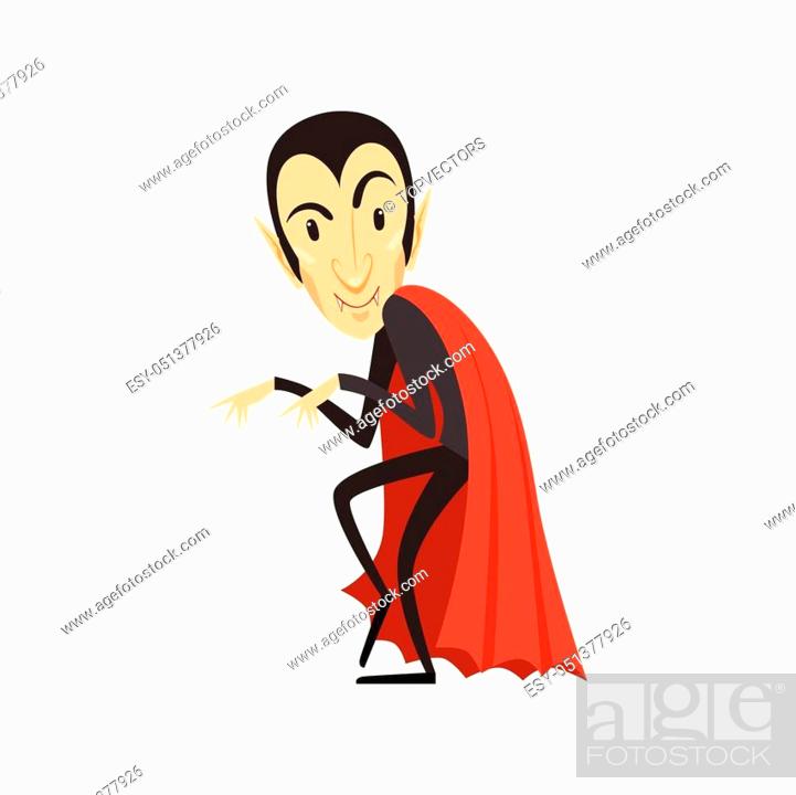 Sneaking count Dracula wearing black suit and red cape. Gothic horror cute  cartoon creeping tricky..., Stock Vector, Vector And Low Budget Royalty  Free Image. Pic. ESY-051377926 | agefotostock