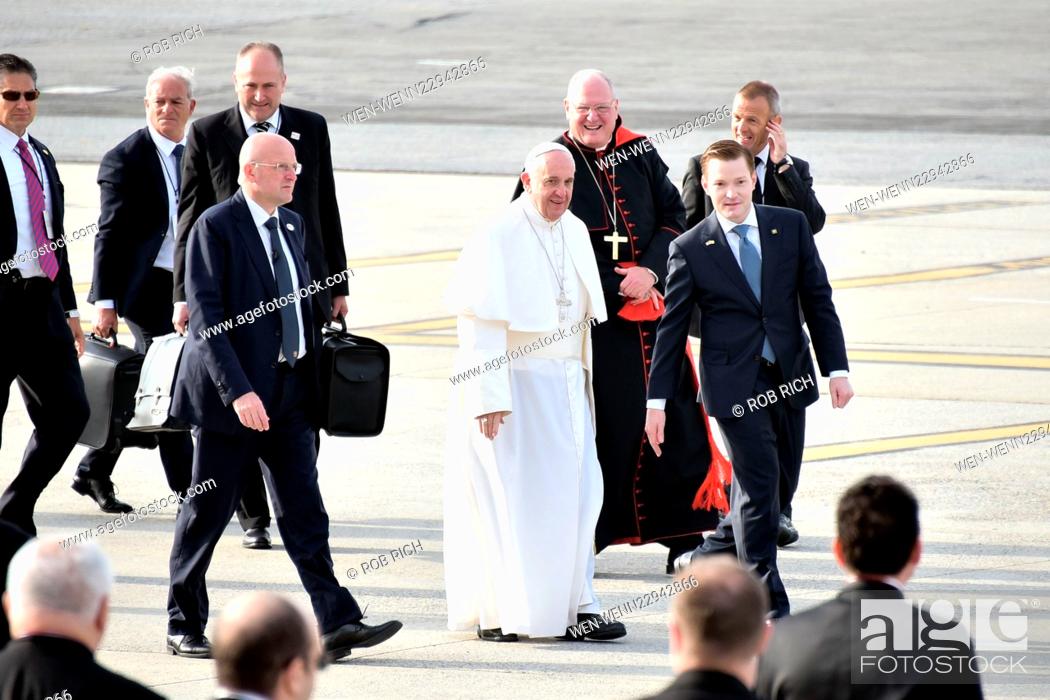 Stock Photo: Pope Francis leaves New York City after his visit via John F. Kennedy Airport (JFK) to fly onto Philadelphia Featuring: Pope Francis Where: Queens, New York.