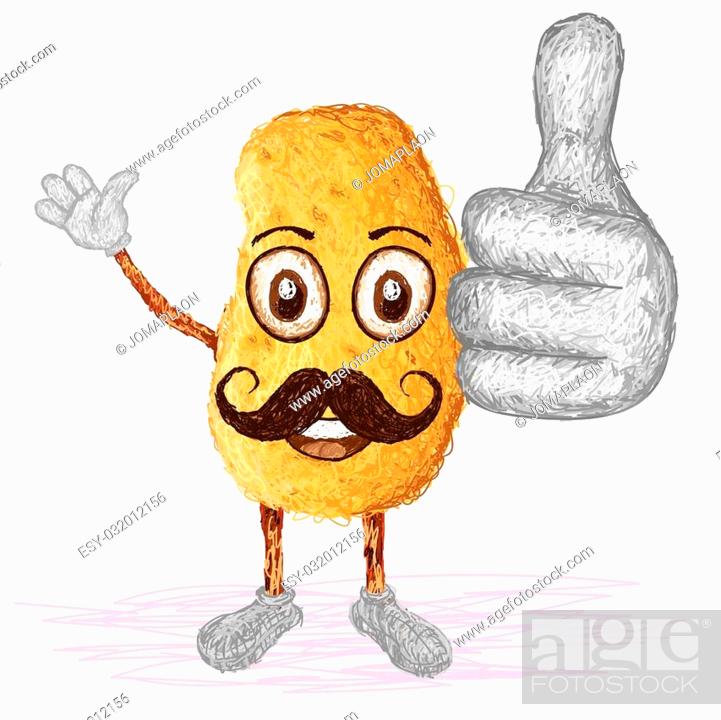 unique style illustration of funny, happy cartoon potato with mustache  waving, Stock Vector, Vector And Low Budget Royalty Free Image. Pic.  ESY-032012156 | agefotostock