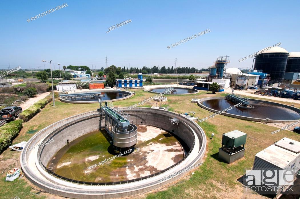 Stock Photo: Empty Primary sedimentation pool at a Sewerage treatment facility. The treated water is then used for irrigation and agricultural use.